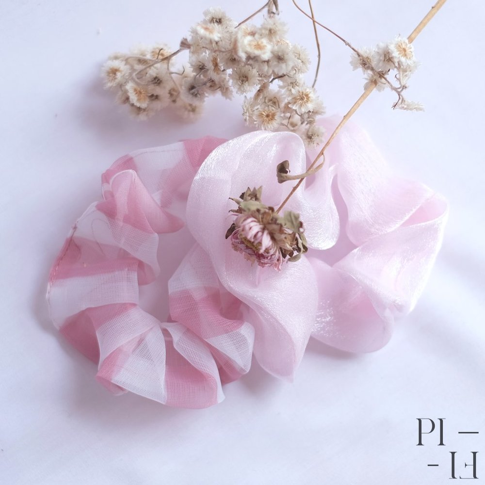NWOT Adorable set of two pink sheer scrunchies